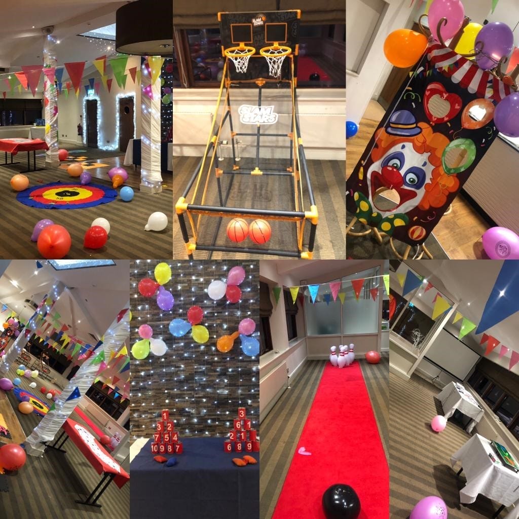 Party games setup for guests at party venue in Calverton