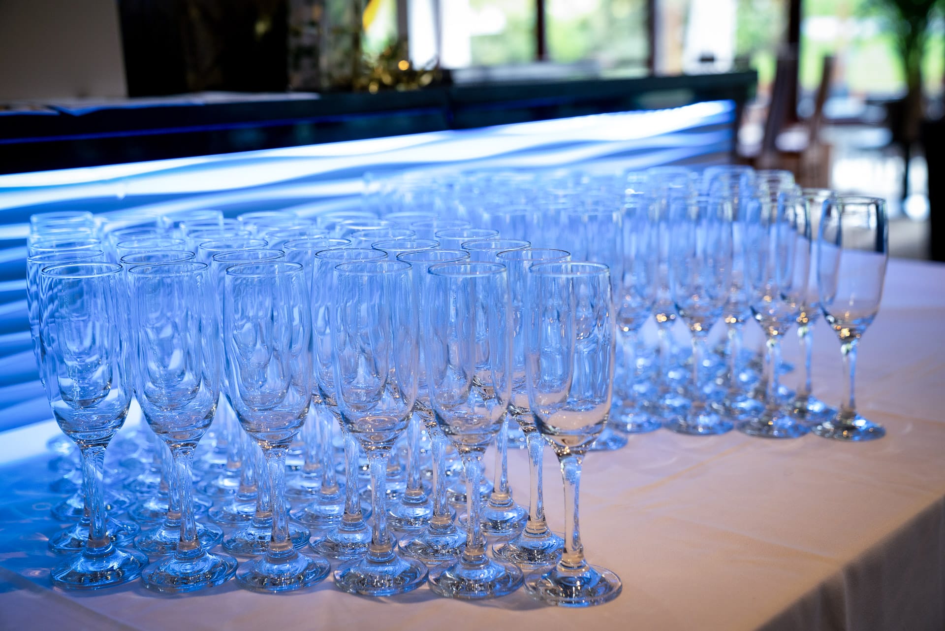 Champagne glasses on a table