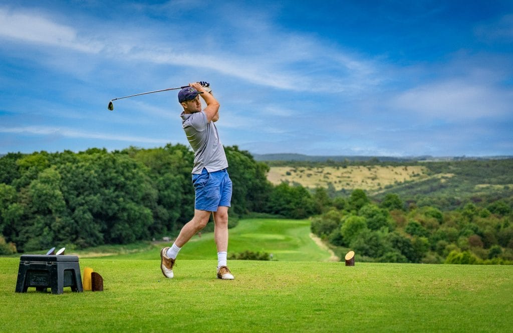 Golfer teeing of at Ramsdale Park