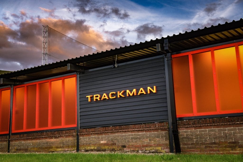 trackman logo outside of the Trackman Driving Range in nottingham at Ramsdale Park