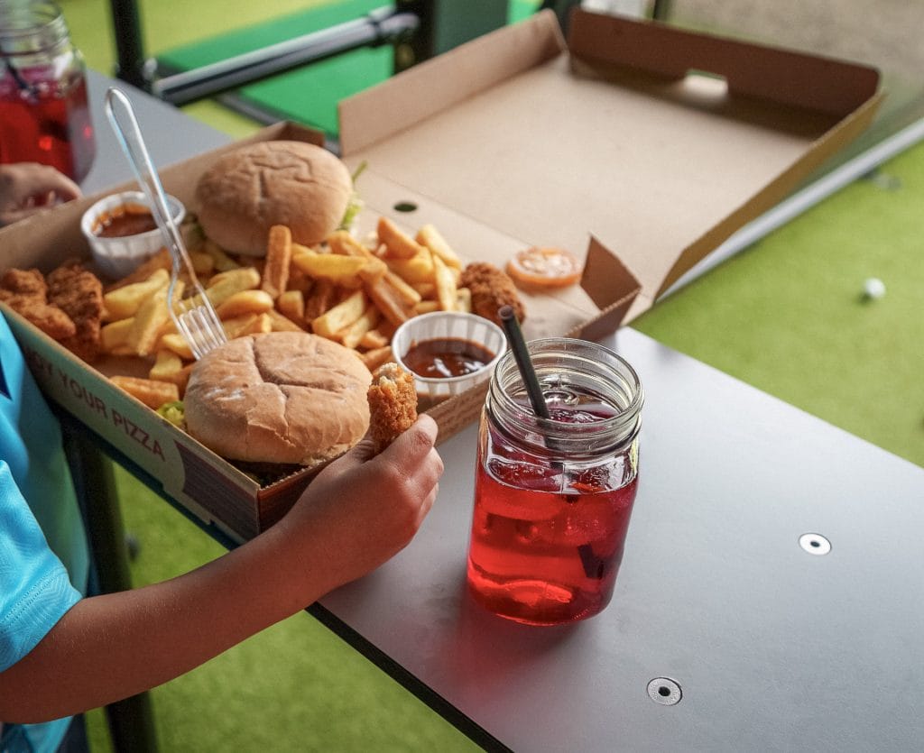 food and drinks at a driving range in nottingham