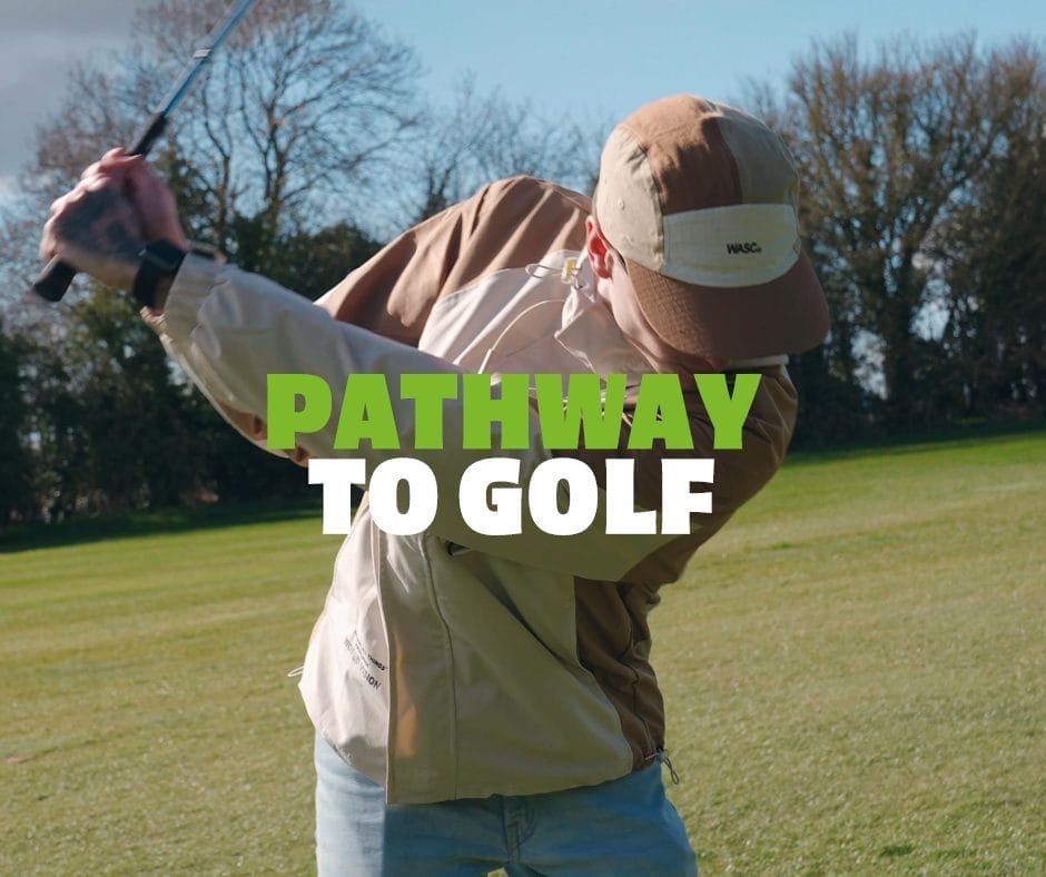 Player preparing to swing at golf lesson in Calverton as part of beginner golf Nottingham program